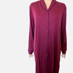 NWT HANRO Natural Comfort Long Sleeve Button Front Nightgown Small Retail $220.